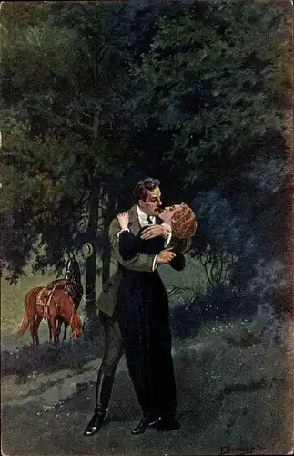 Künstler Ak Borrmeister, R., Nimm mich hin, küssendes Liebespaar