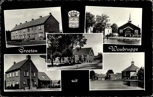 Ak Woubrugge Jacobswoude Südholland, Kerk, Straßenpartie, Wappen