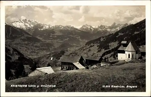 Ak Kristberg Silberberg Vorarlberg, Panorama gegen Rhätikon