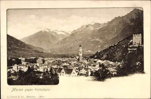 Ak Meran Merano Südtirol, Ansicht gegen Vintschgau
