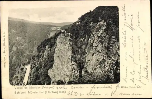 Ak Mühlbach im Münsterthal Muhlbach sur Munster Elsass Haut Rhin, Schlucht, Vallee de Munster