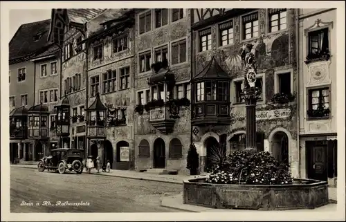 Ak Stein am Rhein Kanton Schaffhausen, Rathausplatz, Erkerfenster