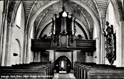 Ak Bierum Groningen, Ned. Herv. Kerk, Orgel en Rouwbord