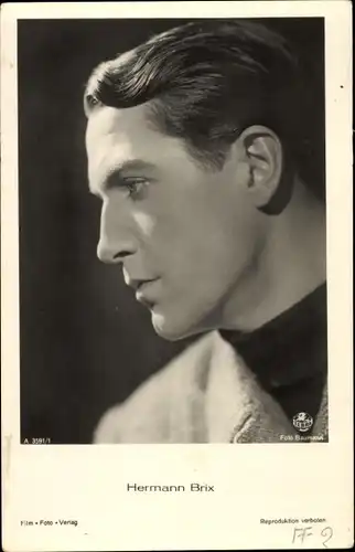 Ak Schauspieler Hermann Brix, Portrait im Profil