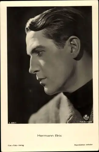 Ak Schauspieler Hermann Brix, Portrait im Profil