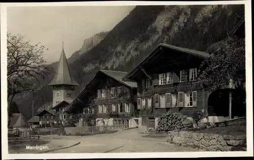 Ak Meiringen Kanton Bern Schweiz, Ortsansicht, Hotels, Kirche