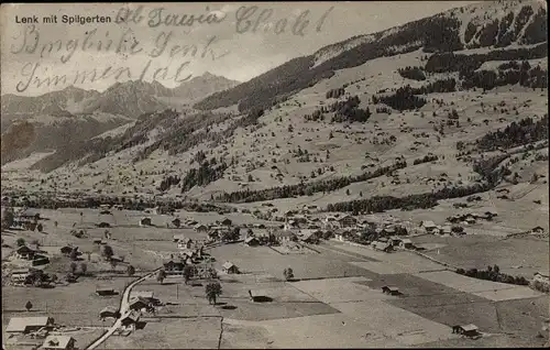 Ak Lenk Kt. Bern, Totalansicht mit Spilgerten