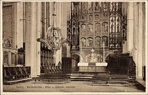 Ak Gdańsk Danzig, Marienkirche, Altar