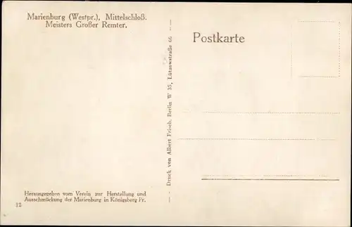 Ak Malbork Marienburg Westpreußen, Mittelschloss, Meisters Großer Remter