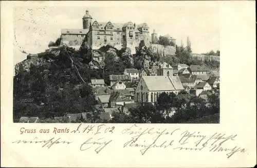 Ak Ranis in Thüringen, Totalansicht mit Schloss