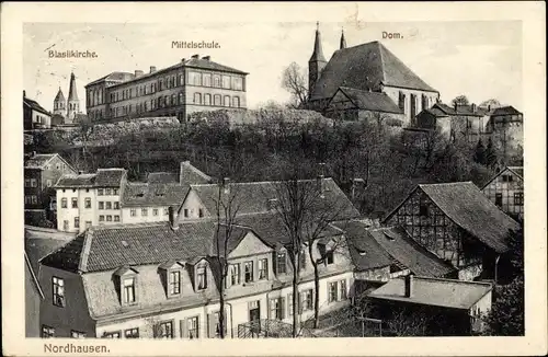 Ak Nordhausen am Harz, Blasiikirche, Mittelschule, Dom