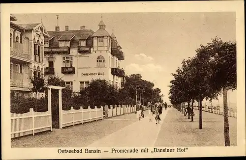 Ak Ostseebad Bansin Heringsdorf auf Usedom, Promenade mit Bansiner Hof