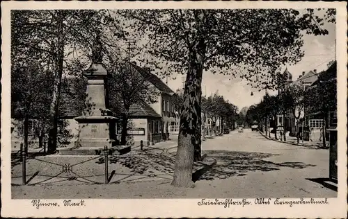 Ak Rhinow Havelland, Friedrichstraße, Alter Kriegerdenkmal