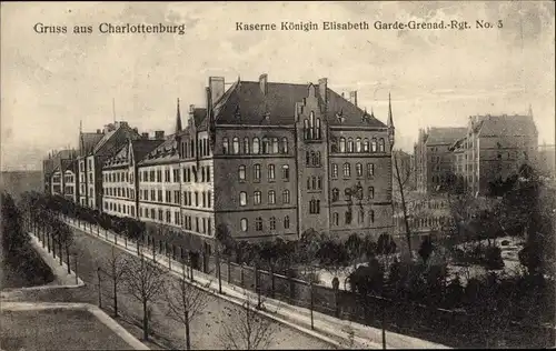 Ak Berlin Charlottenburg, Kaserne Königin Elisabeth Garde Grenad. Regt. Nr. 3