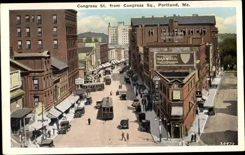 Ak Portland Maine USA, Congress Street from Congress Square