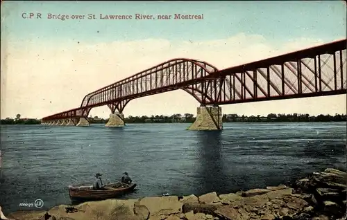 Ak Montreal Québec Kanada, C.P.R. Bridge over St. Lawrence River