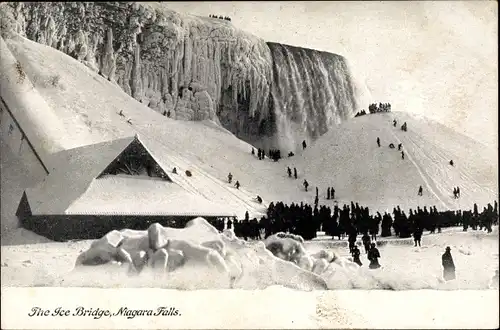 Ak Niagara Falls Ontario Kanada, Winter, Gefrorene Niagara Fälle, The Ice Bridge