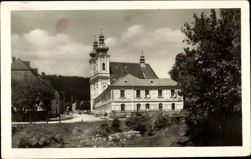 Ak Sloup Slaup Südmähren, Blick auf den Ort, Kirche
