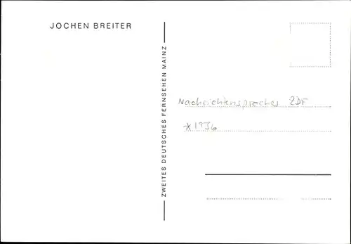 Ak Nachrichtensprecher Jochen Breiter, ZDF, Autogramm