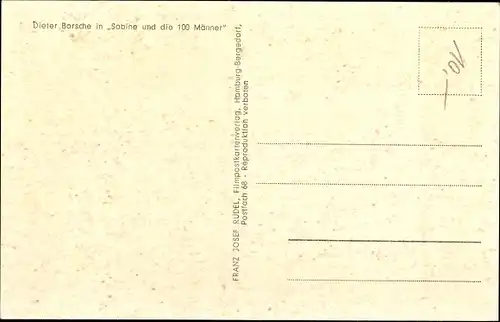 Ak Schauspieler Dieter Borsche, Portrait, Zigarette, Film Sabine und die 100 Männer