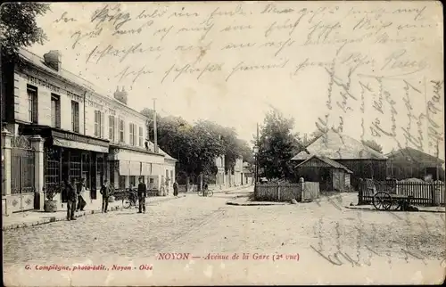 Ak Noyon Oise, Avenue de la Gare