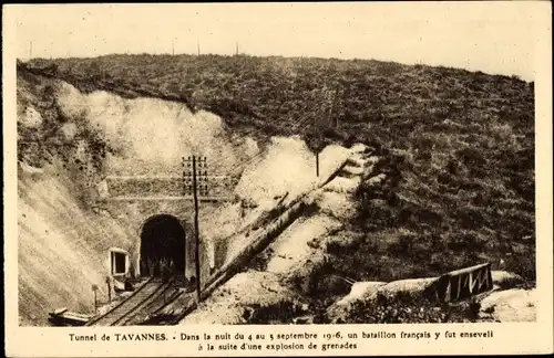 Ak Eix Meuse, Bahnstrecke durch den Berg führend, Tunnel de Tavannes