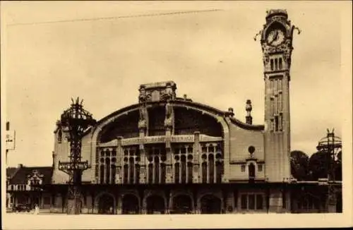 Ak Rouen Seine Maritime, La gare, Rue Verte