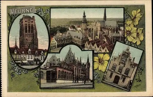 Ak Furnes Veurne Westflandern, Stadtansichten