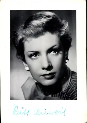 Foto Schauspielerin Ruth Leuwerik, Portrait, Autogramm