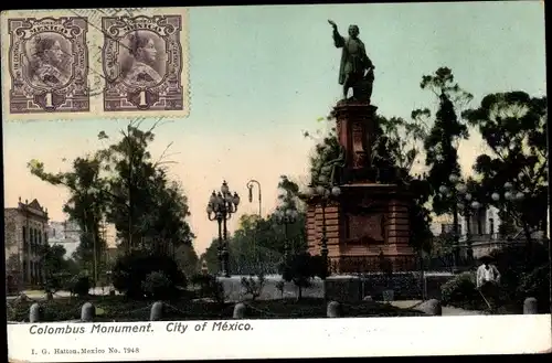 Ak Mexico City Mexiko Stadt, Colombus Monument