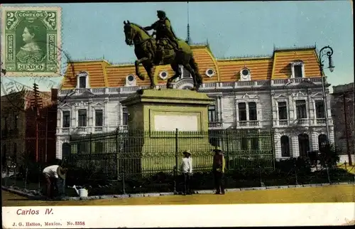 Ak Mexico City Mexiko Stadt, Carlos IV. Monument