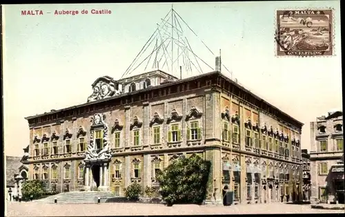 Ak Valletta Malta, Auberge de Castile, Außenansicht