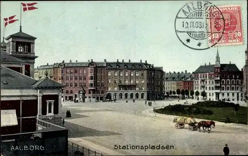 Ak Ålborg Aalborg Dänemark, Stationspladsen