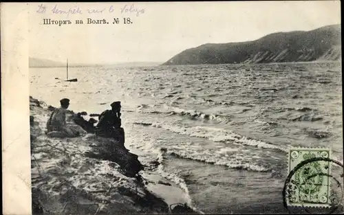 Ak Russland, Sturm auf der Wolga