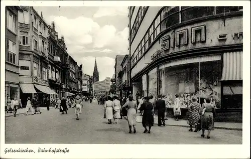 Ak Gelsenkirchen im Ruhrgebiet, Bahnhofstraße, Geschäfte