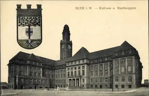 Wappen Ak Buer Gelsenkirchen im Ruhrgebiet, Rathaus, Stadtwappen