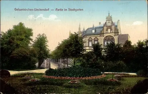Ak Ückendorf Gelsenkirchen im Ruhrgebiet, Partie im Stadtgarten
