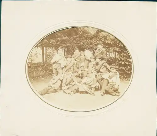 Foto Gruppenaufnahme von Jungen und Männern, Pfingstfahrt 1878, Sächsische Schweiz