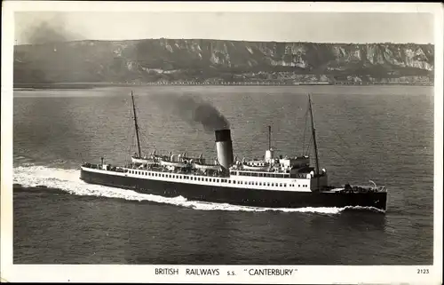 Ak British Railways, Sealink, S.S. Canterbury, Fährschiff, Ansicht Steuerbord
