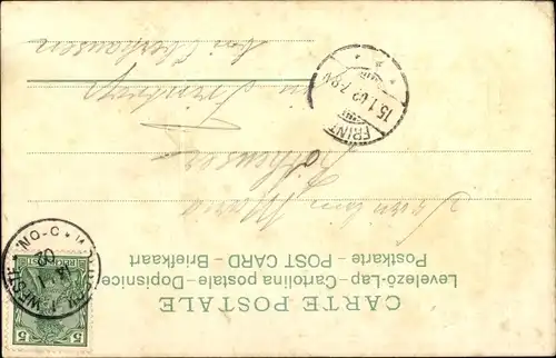 Präge Litho Mädchen in blauem Kleid, Portrait, Blumen