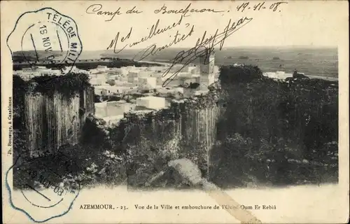 Ak Azemmour Marokko, Vue de la Ville et embouchure de l'Oued Oum Er Rebia