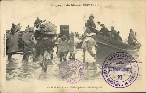 Ak Casablanca Marokko, Débarquement des Sénégalais