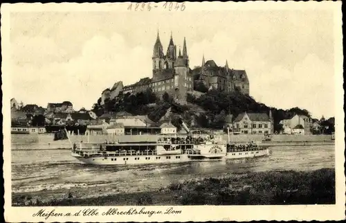 Ak Meißen an der Elbe, Albrechtsburg und Dom, Salondampfer Bodenbach