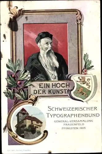 Wappen Ak Frauenfeld Kanton Thurgau, Schweizerischer Typographenbund, Versammlung 1905