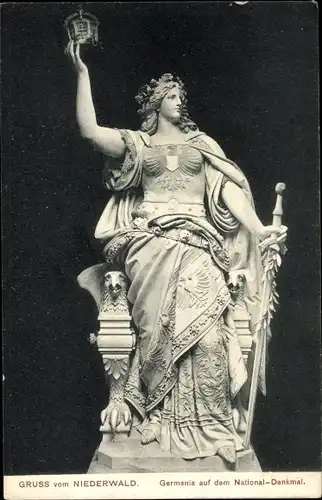 Ak Rüdesheim am Rhein, Niederwald Nationaldenkmal, Germania