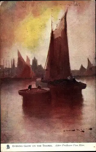 Künstler Ak Van Hier, London City, Evening glow on the Thames