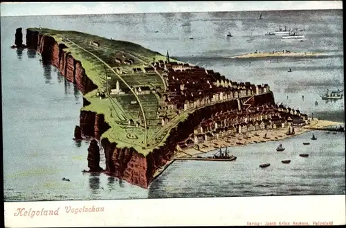 Künstler Ak Helgoland, Totalansicht von der Insel aus der Vogelschau