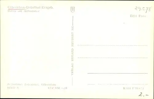 Ak Grünthal Olbernhau im Erzgebirge Sachsen, Osttor am Althammer