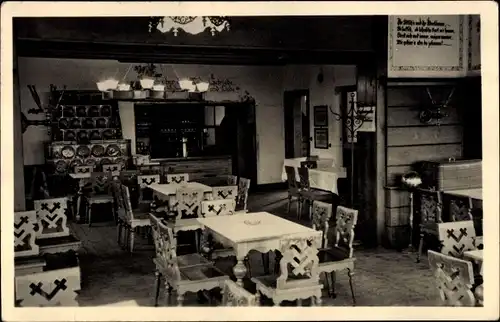 Ak Oybin in Sachsen, Innenansicht der Töpferbaude, Inhaber Hugo Fritsch