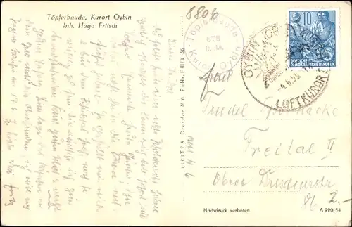 Ak Oybin in Sachsen, Innenansicht der Töpferbaude, Inhaber Hugo Fritsch